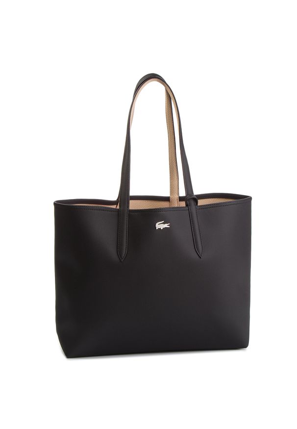 Lacoste - Torebka LACOSTE - Shopping Bag NF2142AA Black Warm Sand A91. Kolor: czarny, beżowy, wielokolorowy. Materiał: skórzane