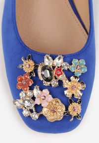 Renee - Niebieskie Czółenka Slingback Vices z Cyrkoniami i Wkładką ze Skóry Eklina. Okazja: na co dzień. Kolor: niebieski. Materiał: skóra. Obcas: na obcasie. Styl: wizytowy, casual, klasyczny, elegancki. Wysokość obcasa: średni #2