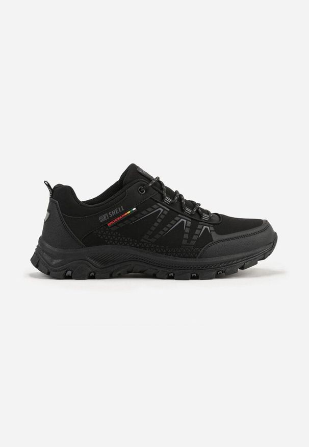 Born2be - Czarne Buty Sportowe w Trekkingowym Stylu na Tłoczonej Podeszwie Revitte. Okazja: na co dzień. Kolor: czarny. Materiał: jeans. Szerokość cholewki: normalna