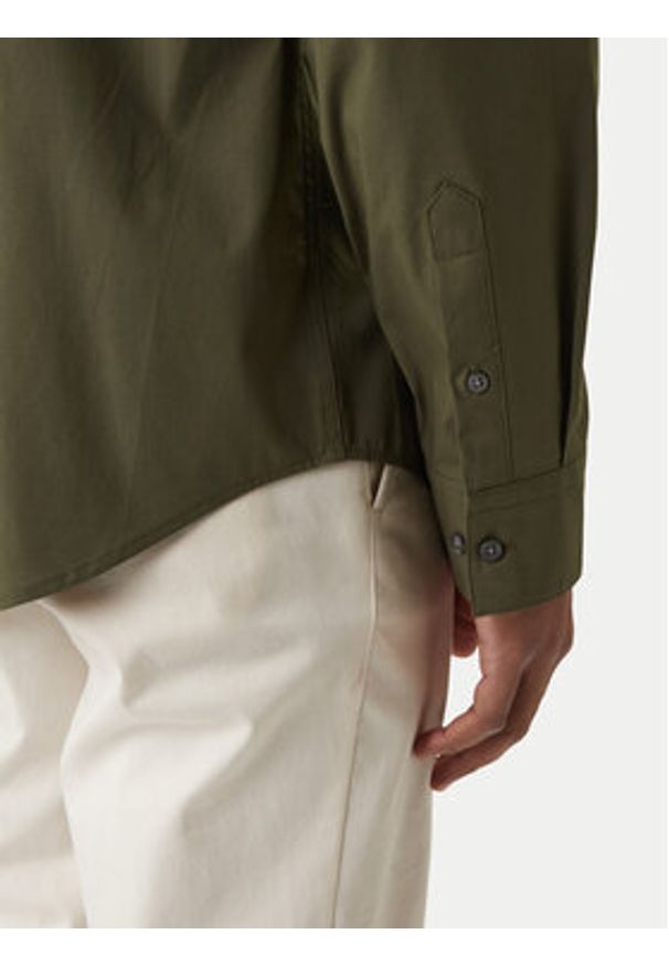 Calvin Klein Koszula LV04LB148G Khaki Slim Fit. Kolor: brązowy. Materiał: bawełna