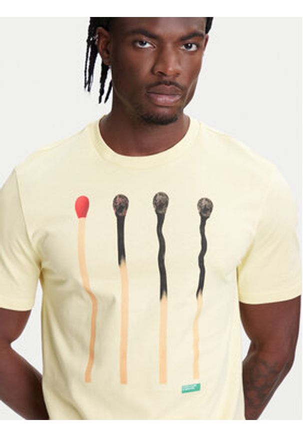 United Colors of Benetton - United Colors Of Benetton T-Shirt 3BL0U10AG Beżowy Relaxed Fit. Kolor: beżowy. Materiał: bawełna
