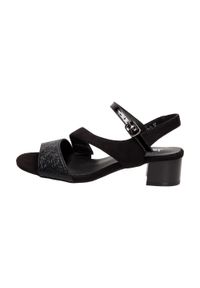 Czarne sandały damskie naObcasie Jezzi Sa177-5. Kolor: czarny. Materiał: zamsz. Obcas: na obcasie. Wysokość obcasa: średni #1