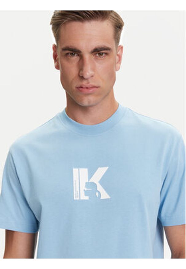 Karl Lagerfeld Jeans T-Shirt A3M17057 Błękitny Regular Fit. Kolor: niebieski. Materiał: bawełna