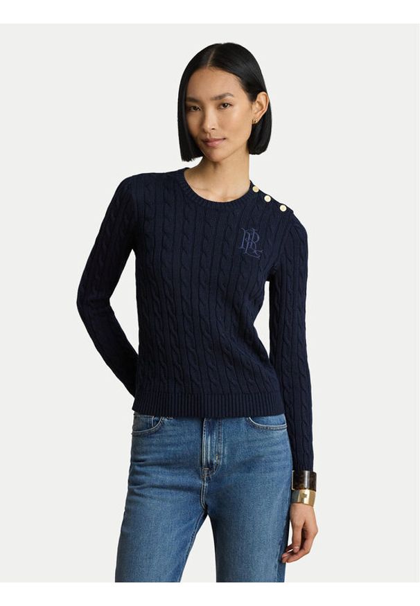 Lauren Ralph Lauren - LAUREN RALPH LAUREN Sweter 200P14039002 Granatowy Regular Fit. Kolor: niebieski. Materiał: wiskoza