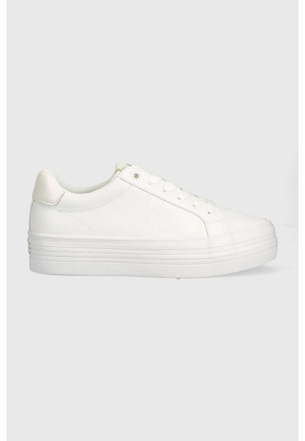 Calvin Klein Jeans sneakersy BOLD VULC FLATF LACEUP LTH WN kolor biały YW0YW01144. Zapięcie: sznurówki. Kolor: biały. Materiał: guma