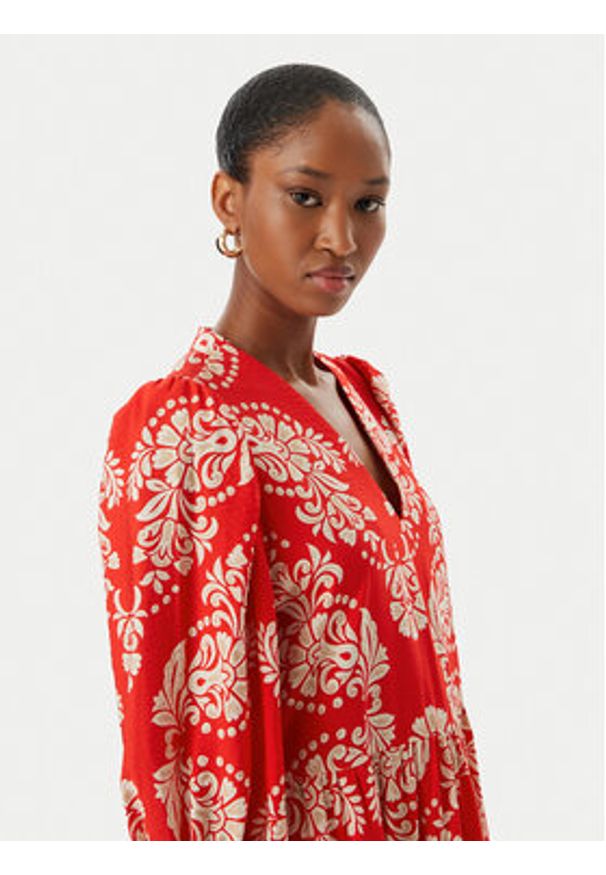 LOLA CASADEMUNT Sukienka letnia LS2616138 Czerwony jasny Regular Fit. Kolor: czerwony. Materiał: wiskoza. Sezon: lato