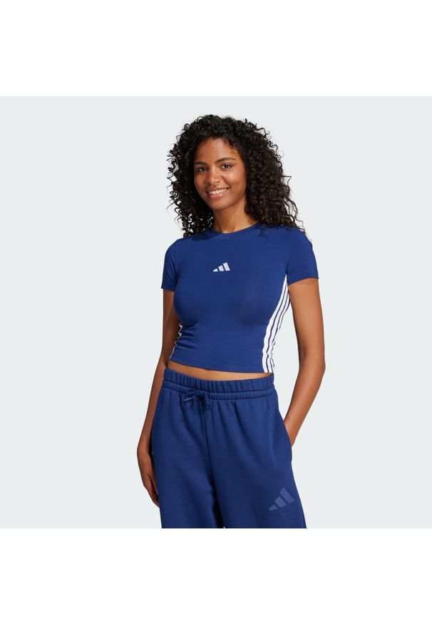 Adidas - Koszulka Essentials 3-Stripes Slim Baby. Kolor: biały, niebieski, wielokolorowy. Sport: fitness