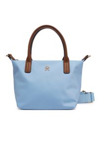 TOMMY HILFIGER - Tommy Hilfiger Torebka Popette Mini Tote AW0AW17709 Błękitny. Kolor: niebieski. Materiał: skórzane #1