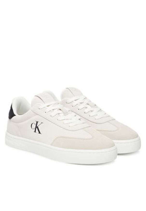 Calvin Klein Jeans Sneakersy Classic Cupsole Mg Su YM0YM01300 Biały. Kolor: biały. Materiał: skóra