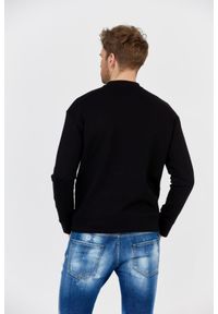 Emporio Armani - EMPORIO ARMANI Czarna bluza męska z aksamitnym logo, Rozmiar S. Kolor: czarny. Wzór: aplikacja