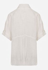 Renee - Jasnobeżowa Koszula Typu Nietoperz Utility z Lnem i Wiskozą z Wiązaniem w Talii Fyserynore. Kolor: beżowy. Materiał: wiskoza, len. Sezon: lato #3