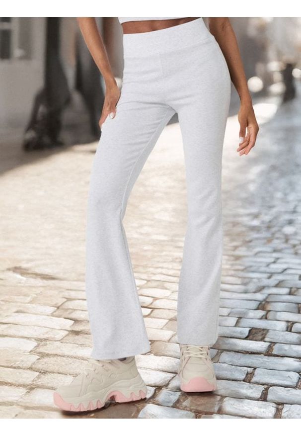 Sinsay - Legginsy HIGH WAIST z rozszerzaną nogawką - szary. Stan: podwyższony. Kolor: szary