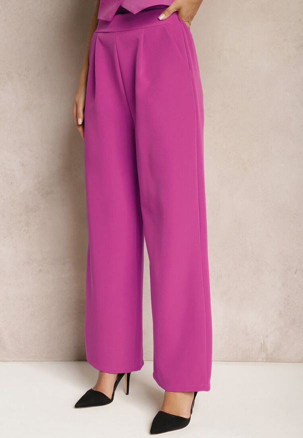 Renee - Fioletowe Szerokie Spodnie w Eleganckim Stylu Hanessame. Kolor: fioletowy. Styl: elegancki