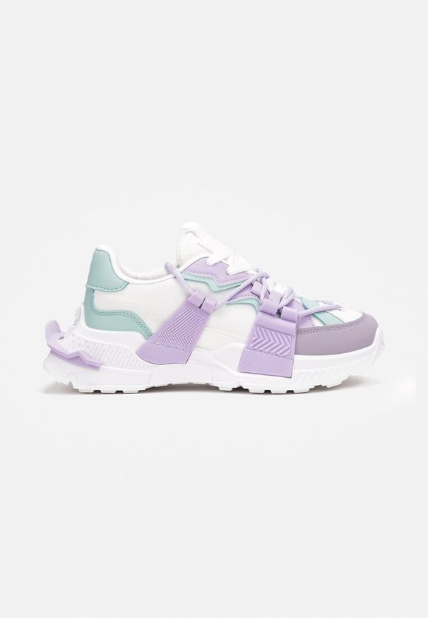 Renee - Fioletowe Sneakersy z Ozdobnym Sznurowaniem i Taśmami Larvel. Kolor: fioletowy