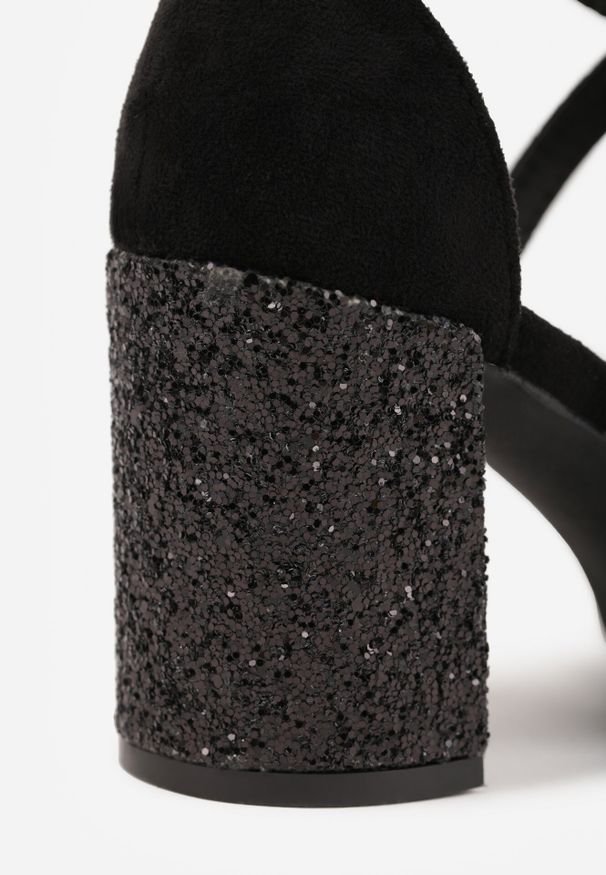 Born2be - Czarne Czółenka Vices na Brokatowym Obcasie z Wkładką ze Skóry Naturalnej i Ozdobnymi Paskami Leaniella. Okazja: na co dzień, na ślub cywilny, do pracy, na wesele. Zapięcie: pasek. Kolor: czarny. Materiał: skóra. Wzór: aplikacja, paski. Obcas: na obcasie. Styl: casual, wizytowy. Wysokość obcasa: średni