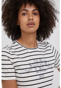 Lauren Ralph Lauren t-shirt damski kolor beżowy. Okazja: na co dzień. Kolor: beżowy. Materiał: dzianina. Wzór: nadruk. Styl: casual