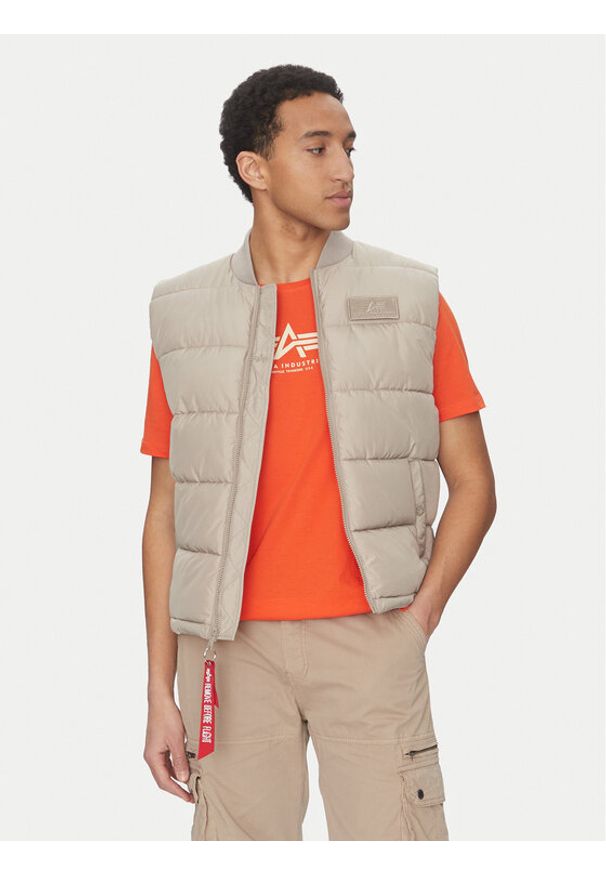 Alpha Industries Kamizelka 118109 Beżowy Regular Fit. Kolor: beżowy. Materiał: syntetyk