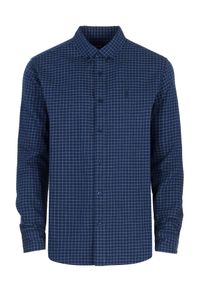 Ochnik - Granatowa koszula męska w kratkę. Kolor: niebieski. Materiał: bawełna. Długość: długie. Wzór: kratka #3
