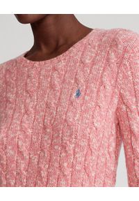 Ralph Lauren - RALPH LAUREN - Różowy sweter z domieszką wełny. Typ kołnierza: polo. Kolor: różowy, wielokolorowy, fioletowy. Materiał: wełna. Długość: długie. Wzór: haft. Styl: elegancki #5