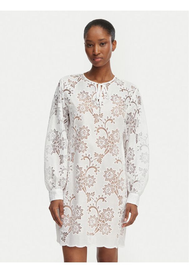MICHAEL Michael Kors Sukienka letnia MS683E2KR2 Biały Relaxed Fit. Kolor: biały. Materiał: syntetyk. Sezon: lato