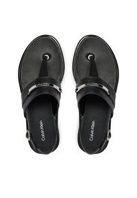 Calvin Klein Sandały Flat Tp Sandal Metal Bar Lth HW0HW02031 Czarny. Kolor: czarny