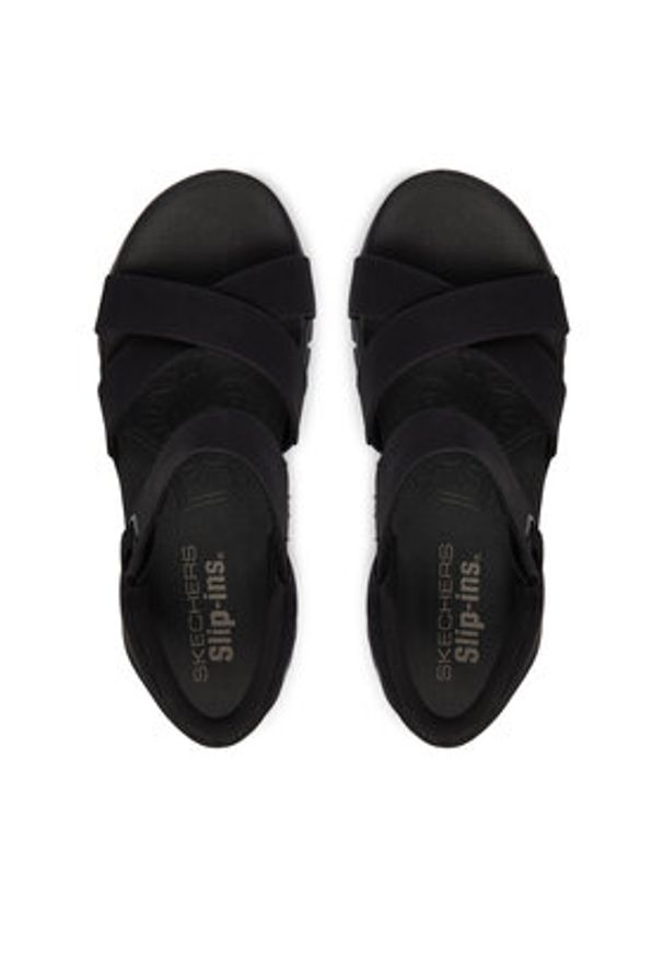 skechers - Skechers Sandały 163534/BBK Czarny. Kolor: czarny. Materiał: skóra