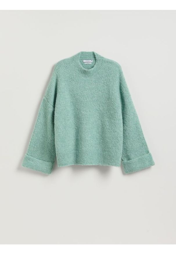 Reserved - Sweter z dodatkiem wełny - jasnoturkusowy. Kolor: turkusowy. Materiał: wełna