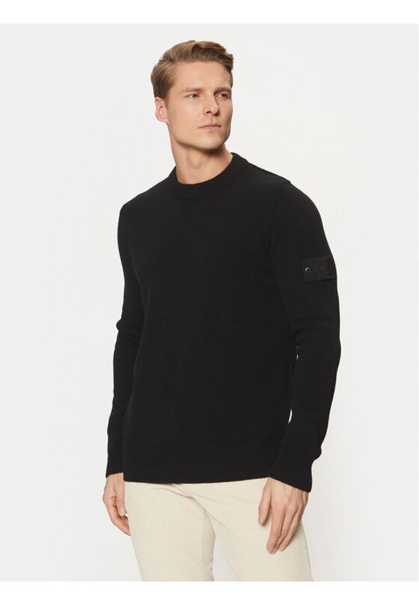 Stone Island Sweter 8115527FA Czarny Regular Fit. Kolor: czarny. Materiał: wełna