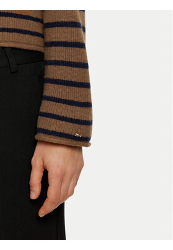 TOMMY HILFIGER - Tommy Hilfiger Sweter WW0WW44981 Brązowy Relaxed Fit. Kolor: brązowy. Materiał: wełna