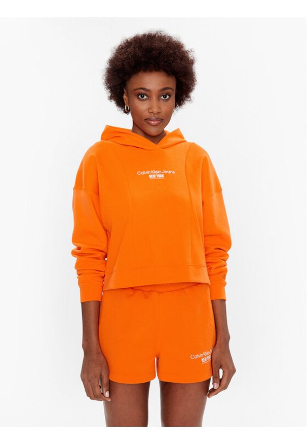 Calvin Klein Jeans Bluza J20J220694 Pomarańczowy Regular Fit. Kolor: pomarańczowy. Materiał: bawełna