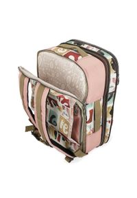 Plecak damski Anekke, wykonany z materiału tekstylnego z dekoracyjnym nadrukiem zamykany na zamek, różowy, 42575-011. Kolor: różowy. Materiał: materiał. Wzór: nadruk. Styl: casual #2