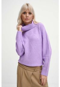 medicine - Medicine sweter damski kolor różowy z golfem. Typ kołnierza: golf. Kolor: fioletowy. Materiał: materiał. Długość rękawa: raglanowy rękaw. Długość: długie #2