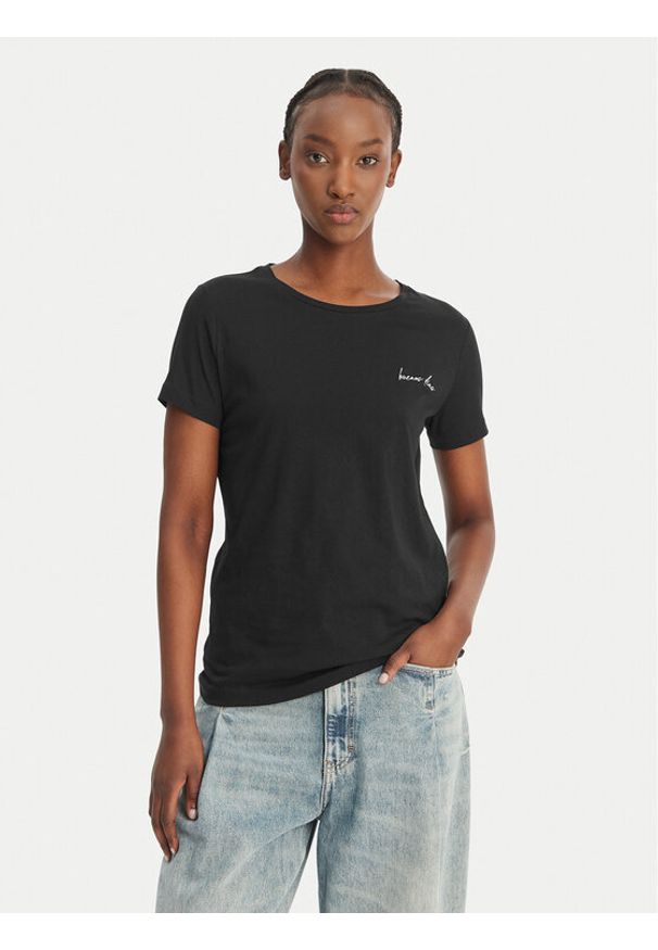 BOSS T-Shirt C_Elove_4 50559077 Czarny Slim Fit. Kolor: czarny. Materiał: bawełna