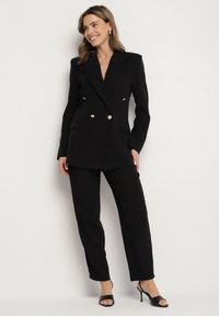 Born2be - Czarne Garniturowe Spodnie z Modalu z Wysokim Stanem Mavice. Okazja: na spotkanie biznesowe, na co dzień. Stan: podwyższony. Kolor: czarny. Styl: casual, elegancki, biznesowy #4
