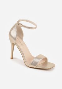 Born2be - Złote Sandały na Szpilce z Paskiem Wokół Kostki Trisven. Okazja: na co dzień. Zapięcie: pasek. Kolor: złoty. Obcas: na szpilce. Styl: elegancki, klasyczny, casual #9