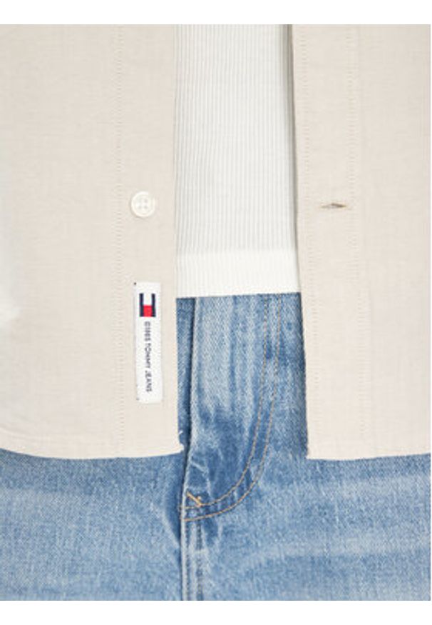 Tommy Jeans Koszula DM0DM21298 Beżowy Regular Fit. Kolor: beżowy. Materiał: bawełna