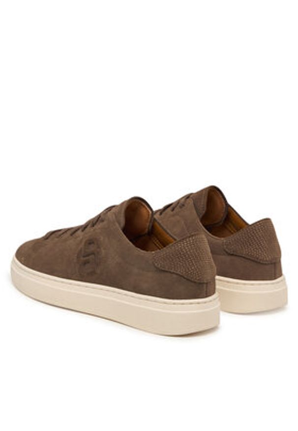 BOSS Sneakersy Kieran 50569228 Brązowy. Kolor: brązowy. Materiał: skóra, zamsz