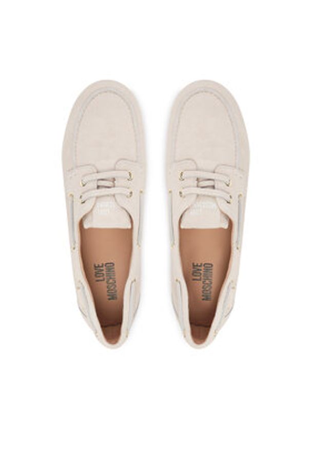 Love Moschino - LOVE MOSCHINO Półbuty JA10101G1OIG0110 Écru. Materiał: skóra, zamsz