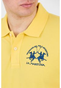 La Martina - LA MARTINA Żółte męskie polo z dużym logo, Rozmiar L. Typ kołnierza: polo. Kolor: żółty