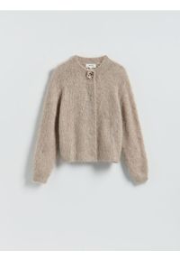Reserved - Sweter z alpaką - beżowy. Kolor: beżowy. Materiał: dzianina. Styl: klasyczny #1
