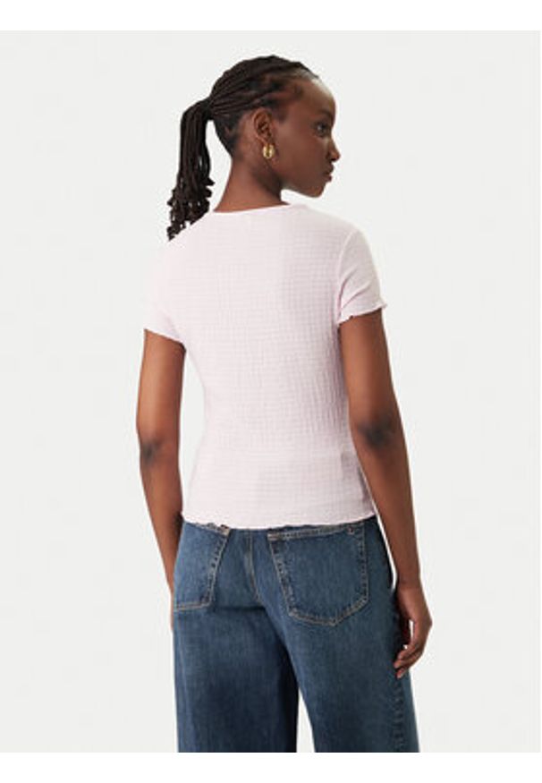 Tommy Jeans T-Shirt Smock Seersucker DW0DW22219 Różowy Slim Fit. Kolor: różowy. Materiał: syntetyk