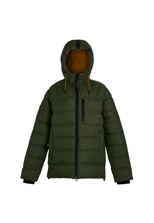 Regatta - Kurtka męska zimowa ocieplana Leeshaw. Kolor: wielokolorowy, zielony, brązowy. Materiał: poliester, puch, syntetyk. Sezon: zima. Sport: turystyka piesza