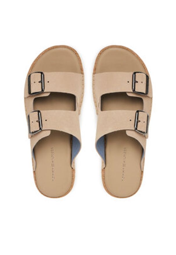 TOMMY HILFIGER - Tommy Hilfiger Espadryle Flex Jutte Hilfiger Suede Sandal FM0FM05503 Beżowy. Kolor: beżowy. Materiał: skóra, zamsz
