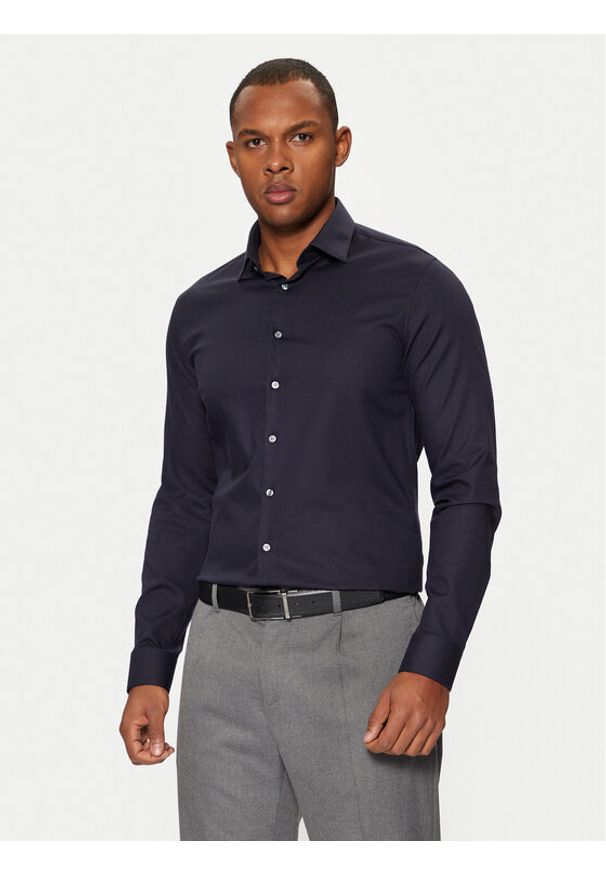 Calvin Klein Koszula K10K108426 Granatowy Slim Fit. Kolor: niebieski. Materiał: bawełna