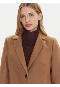 TOMMY HILFIGER - Tommy Hilfiger Płaszcz wełniany WW0WW46547 Beżowy Regular Fit. Kolor: beżowy. Materiał: wełna #4