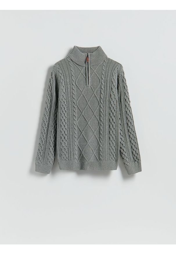 Reserved - Sweter z golfem - szary. Typ kołnierza: golf. Kolor: szary. Materiał: bawełna, dzianina