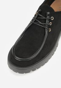 Born2be - Czarne Sznurowane Półbuty Mokasyny w Żeglarskim Stylu Charnys. Okazja: na co dzień, na spacer. Kolor: czarny. Materiał: jeans. Styl: klasyczny, casual #4