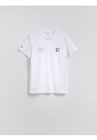 Reserved - T-shirt regular z nadrukiem - biały. Kolor: biały. Materiał: bawełna, dzianina. Wzór: nadruk