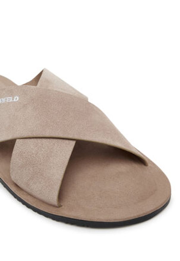 Karl Lagerfeld - KARL LAGERFELD Klapki Kastor III KL70214 Beżowy. Kolor: beżowy. Materiał: skóra