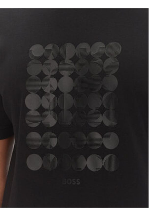 BOSS T-Shirt Tee Print Striped C 50537845 Czarny Relaxed Fit. Kolor: czarny. Materiał: bawełna. Wzór: nadruk